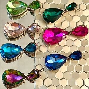 Colorful Teardrop Crystal Earrings Set